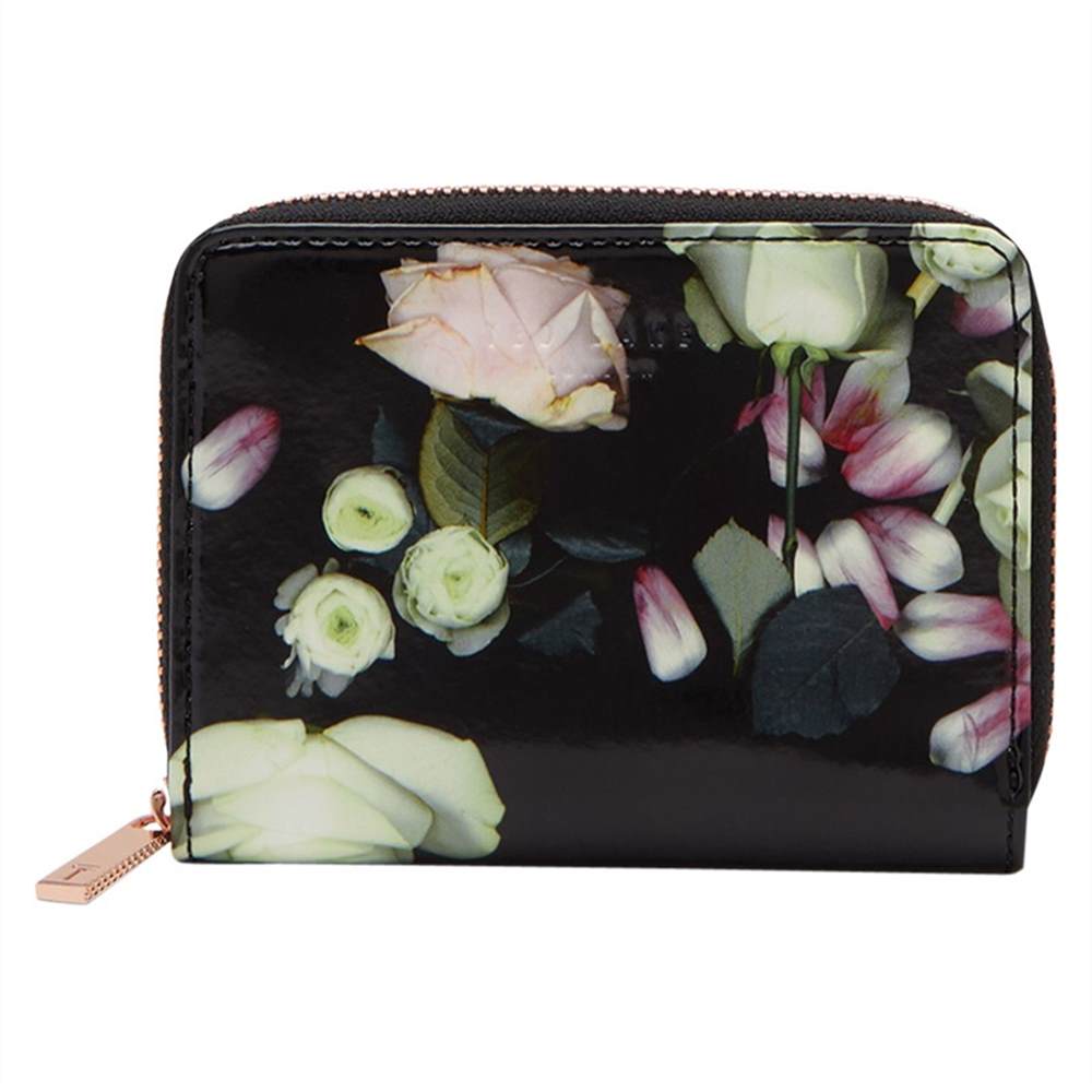 TB-London Mayycie Kensington Floral Leather Mini Coin Purse Black TB-London Purses