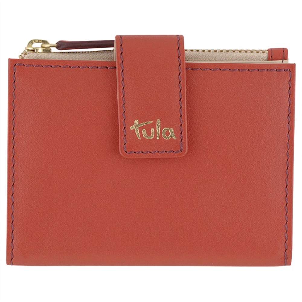 Tule Bella Leather Zip Top Card Holder Red Tula Purses