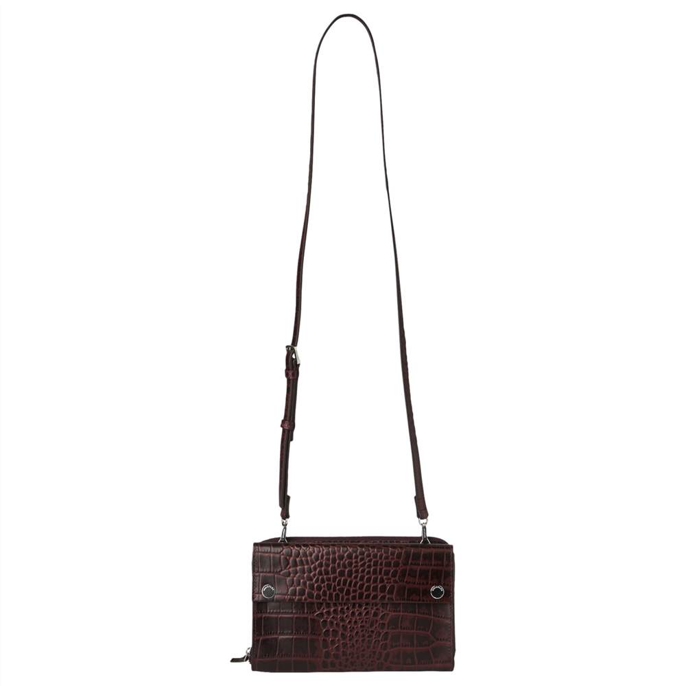 Whistles Aubrey Croc Effect Cross Body Bag Burgundy Whistles Handbags