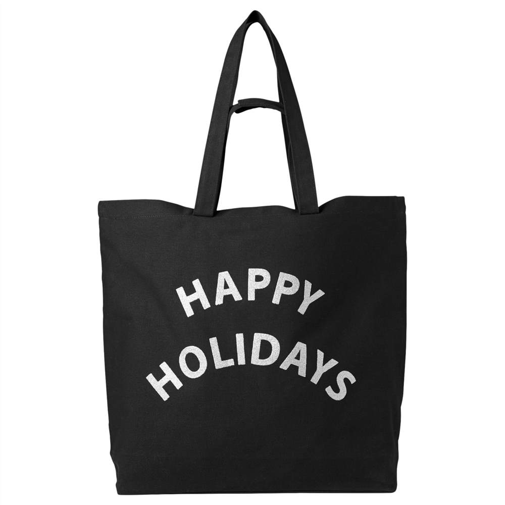 Whistles Happy Holidays Canvas Tote Black Whistles Handbags