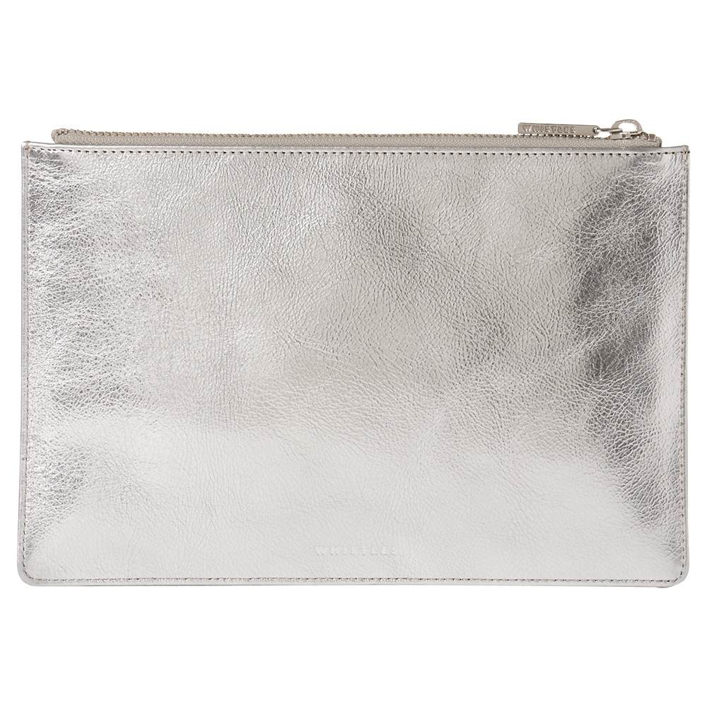 Whistles Metallic Leather Small Clutch BagSilver Whistles Handbags