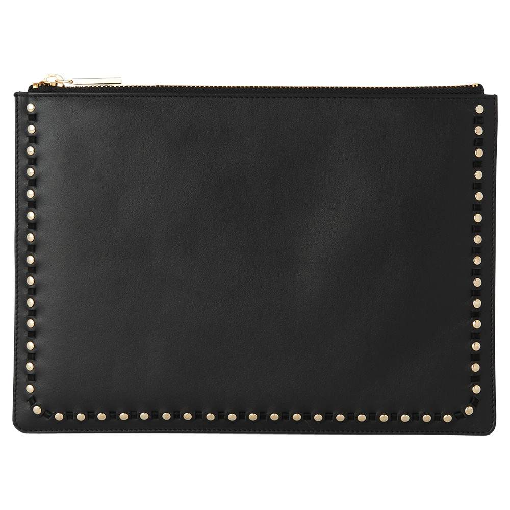 Whistles Rivington Studded Leather Clutch Bag Black Whistles Handbags