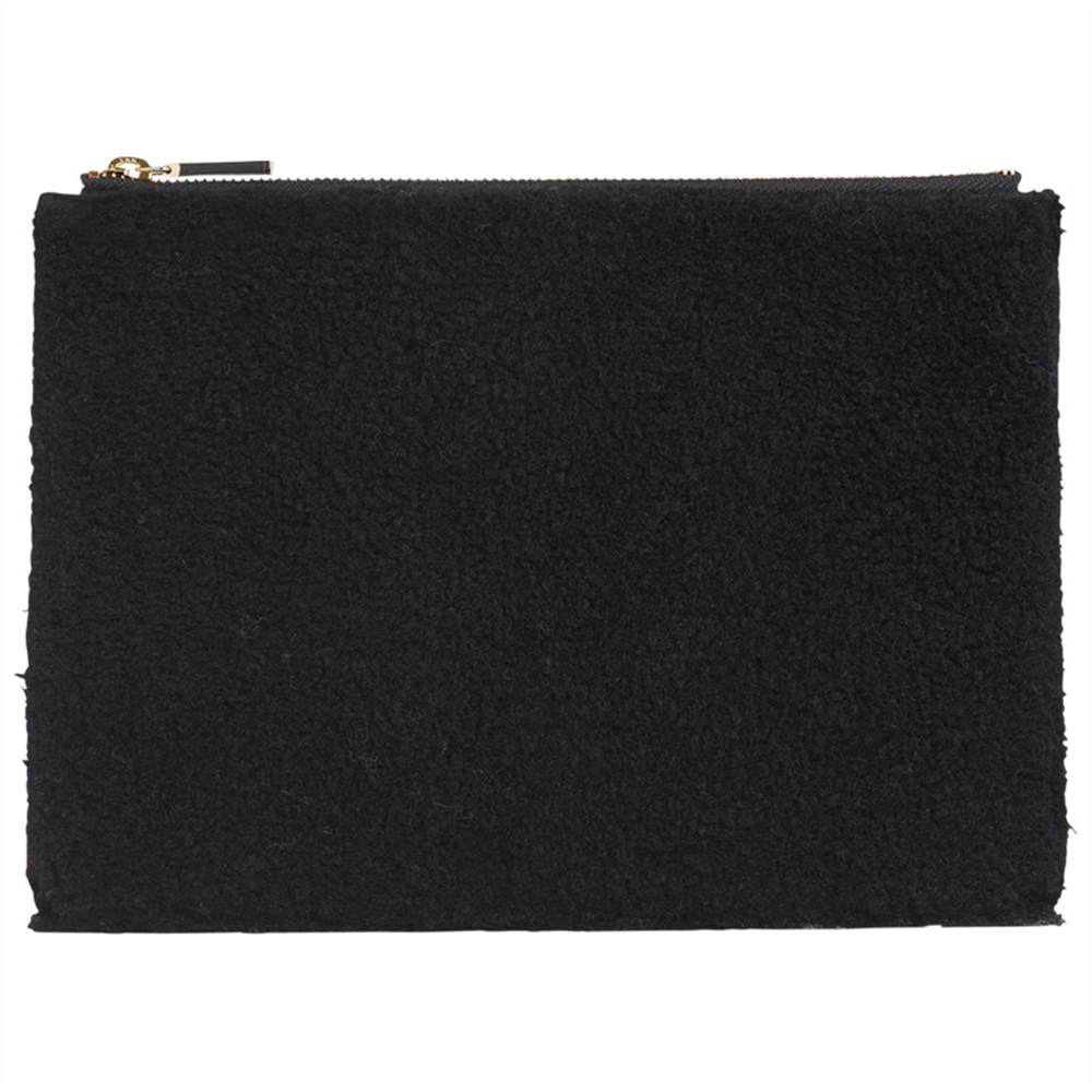 Whistles Shearling Leather Medium Clutch Bag Black Whistles Handbags