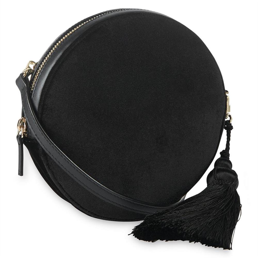 Whistles Tassel Velvet Cross Body Bag Black Whistles Handbags