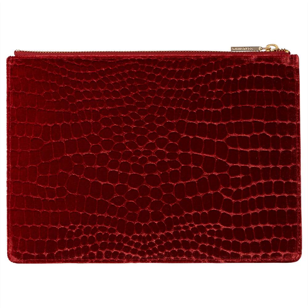 Whistles Velvet Croc Medium Clutch Bag Cinnamon Whistles Handbags