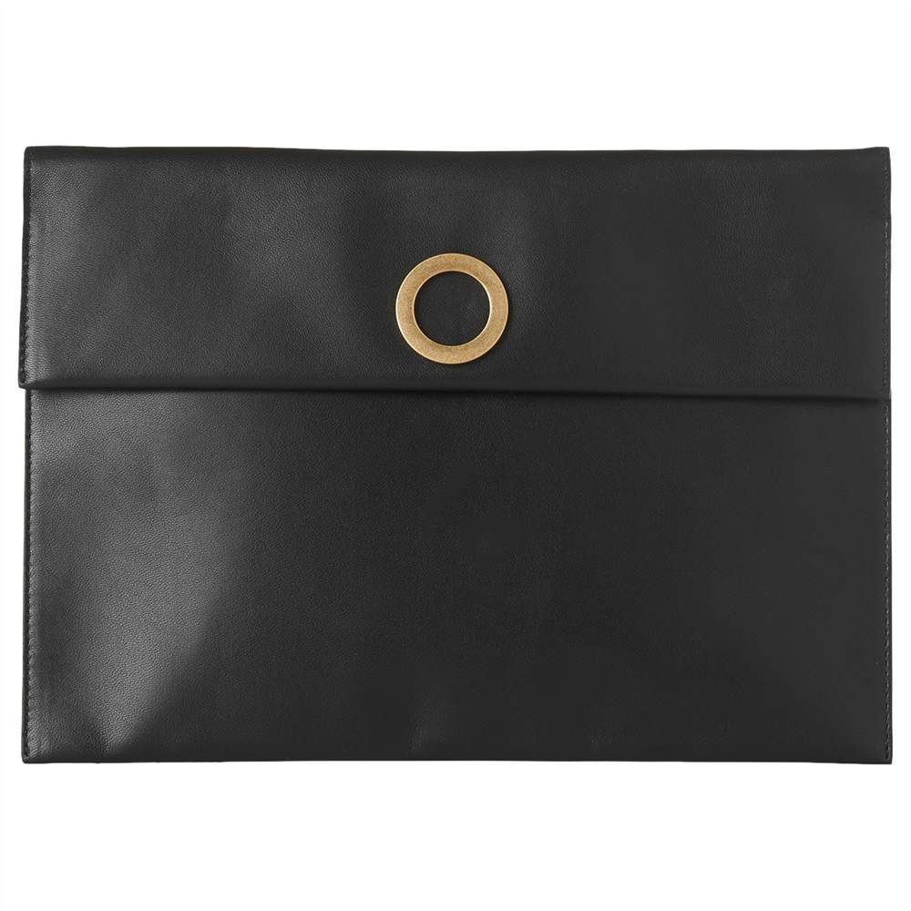 Whistles Willow Leather Eyelet Medium Clutch Bag Black Whistles Handbags