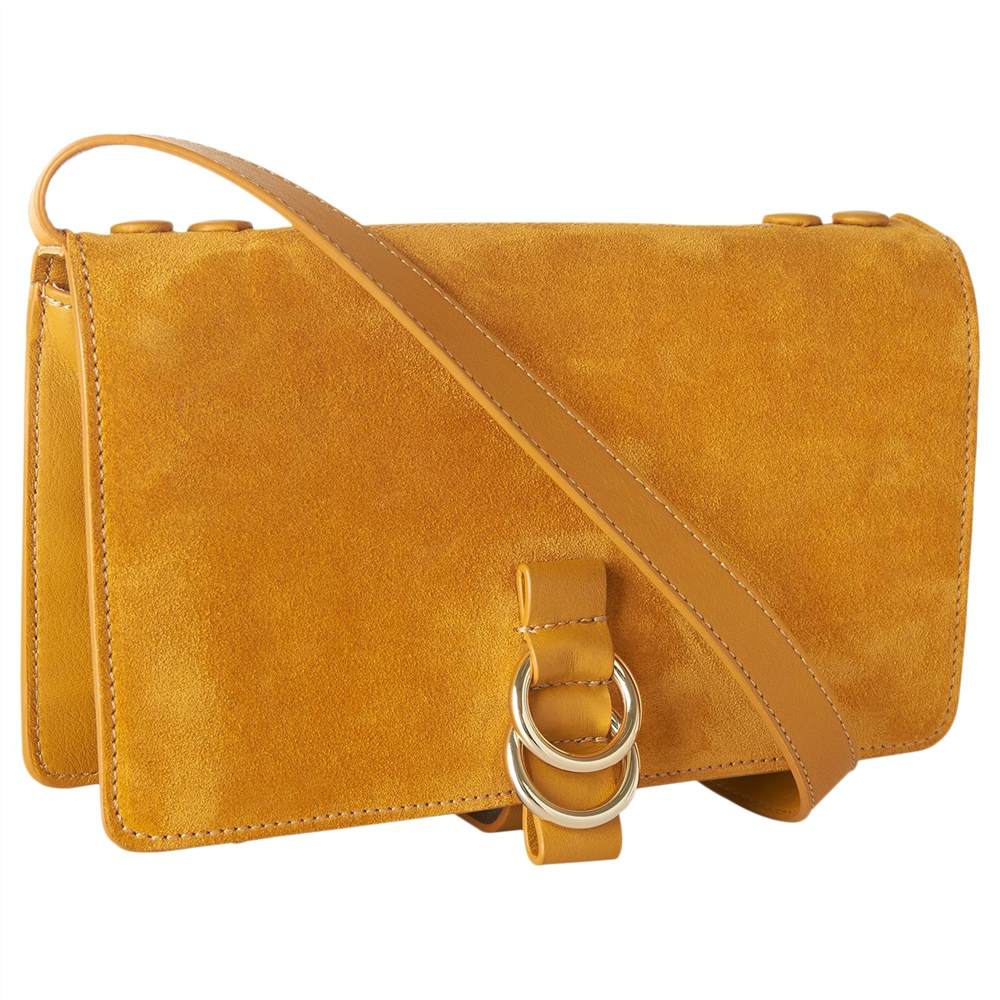 Whistles Zora Leather Le Suede Ring BagYellow Whistles Handbags