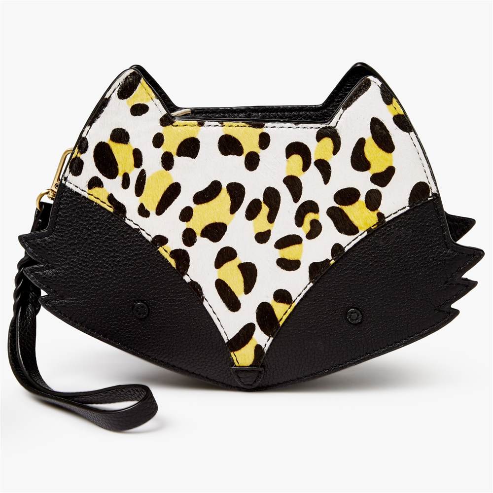 bell fox Fox Printed Pebbled Leather Cross Body Bag Black/Sunshine Leopard bell fox Handbags