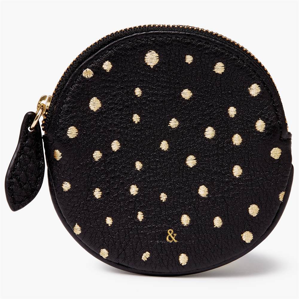 bell fox Round Embroidered Coin PurseBlack bell fox Purses