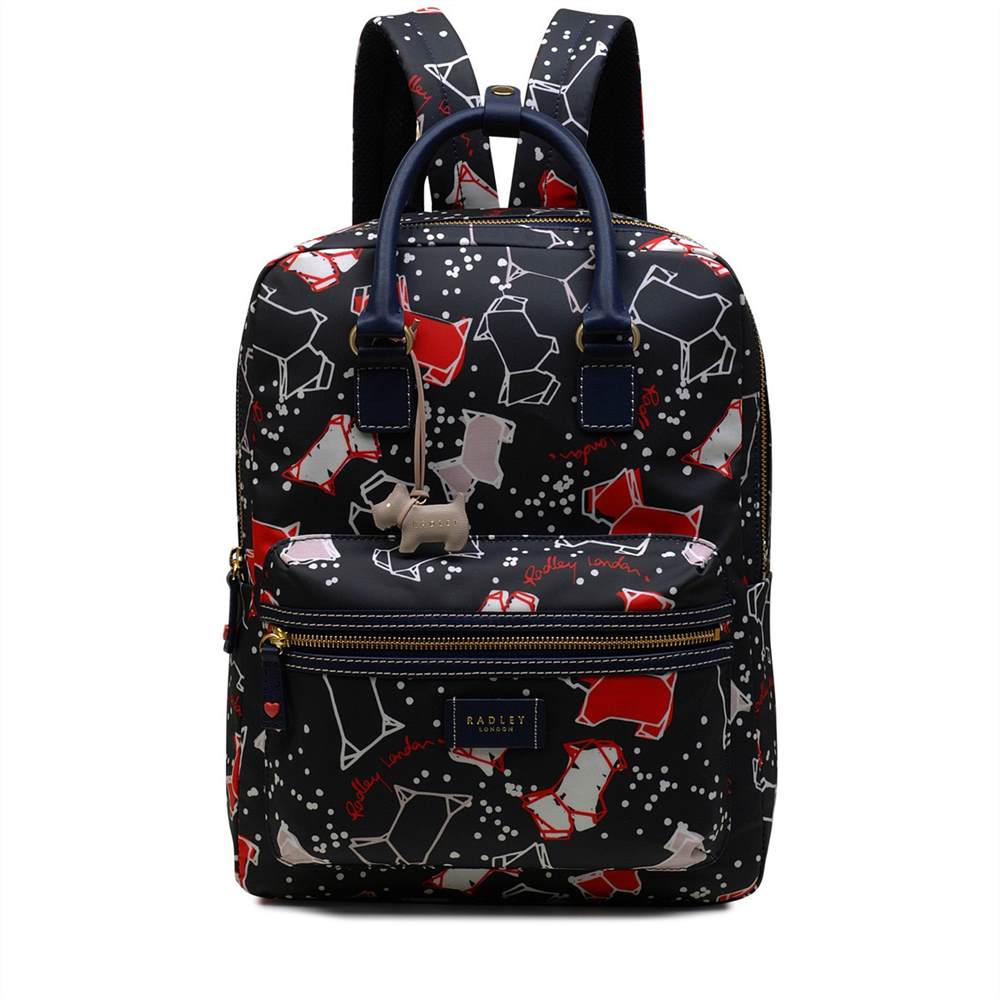 Radbags-London Backpacks Speckle Dog Large Zip-Top Backpack Ink Blue