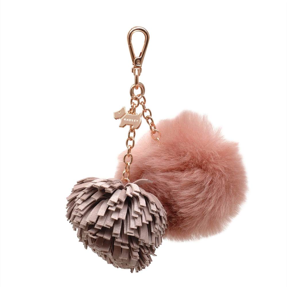 Radbags-London Leather Pom Pom Large Bag Charm Pale Pink