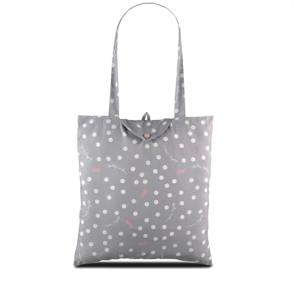 Radbags-London Shopper Bags Vintage Dog Dot Foldaway Tote Ash Grey