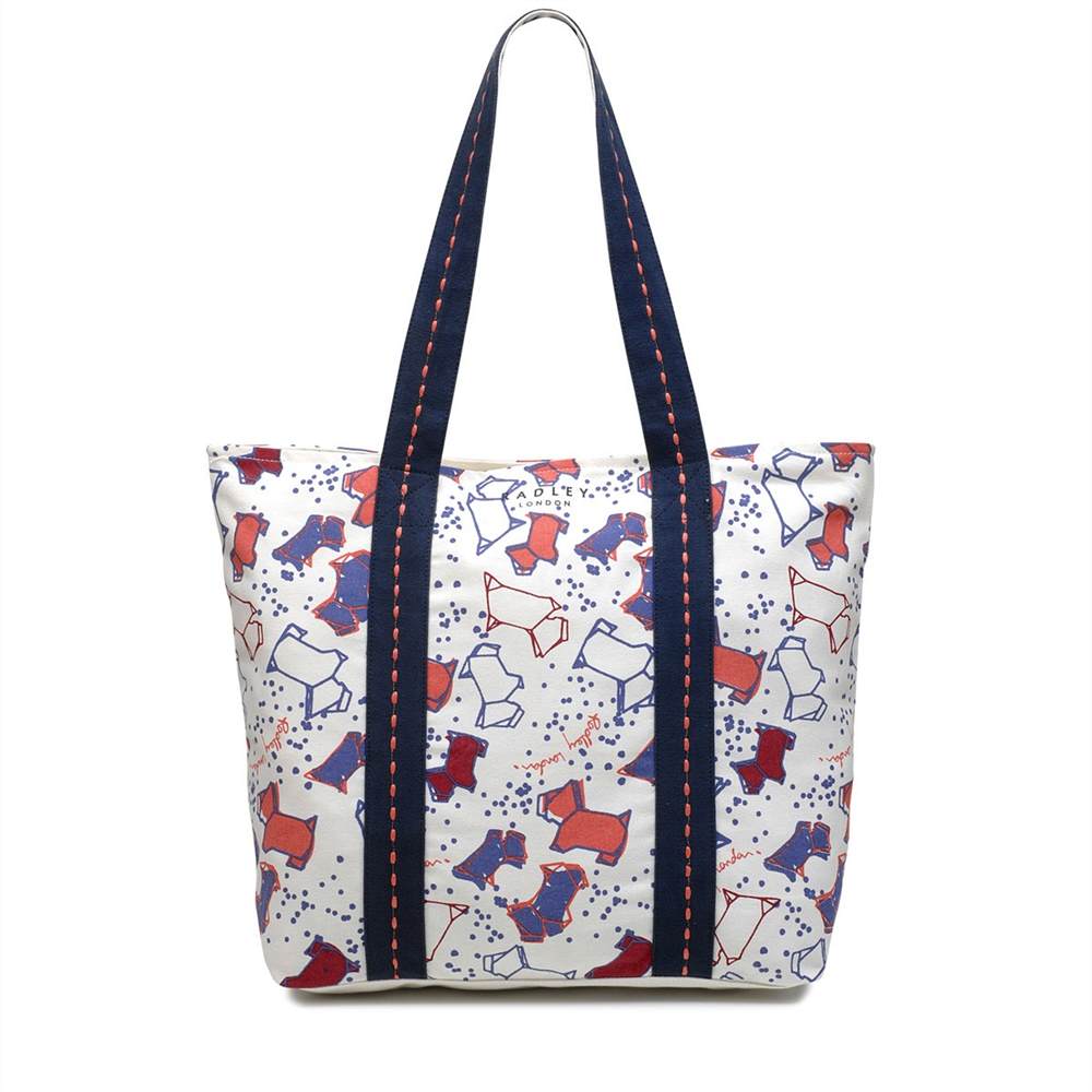 Radbags-London Speckle Dog Large Zip-Top Tote Bag Natural